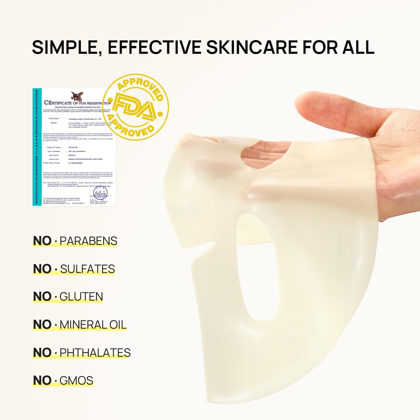 Bio-Collagen Real Deep Mask, Hydrating Overnight Hydrogel Mask, Pore Minimizing, Elasticity Improvement